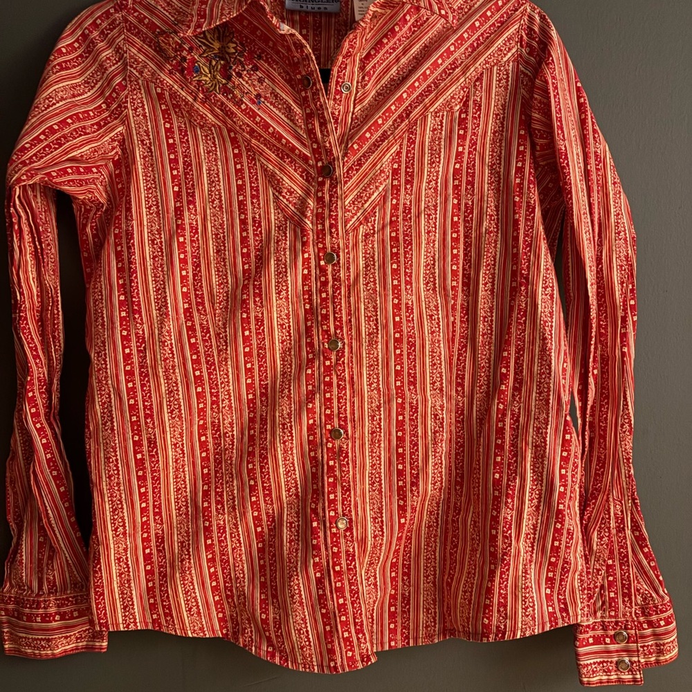 Wrangler Blues Vintage Womens Pearl snap button up shirt